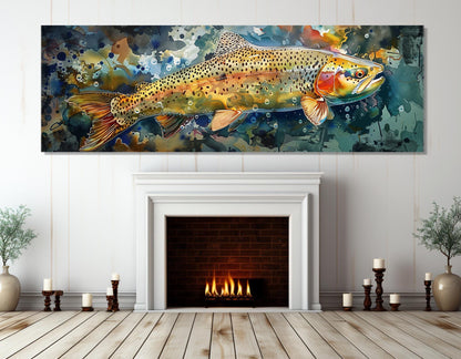 Rainbow Trout Canvas Print – Abstract Fish Canvas | Ready to Hang Fishing Wall Art