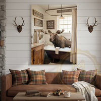 Moose Canvas Farmhouse Bathtub Fresh Eggs Sign Canvas Wall Art
