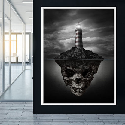 Skull Lighthouse Canvas Wall Art