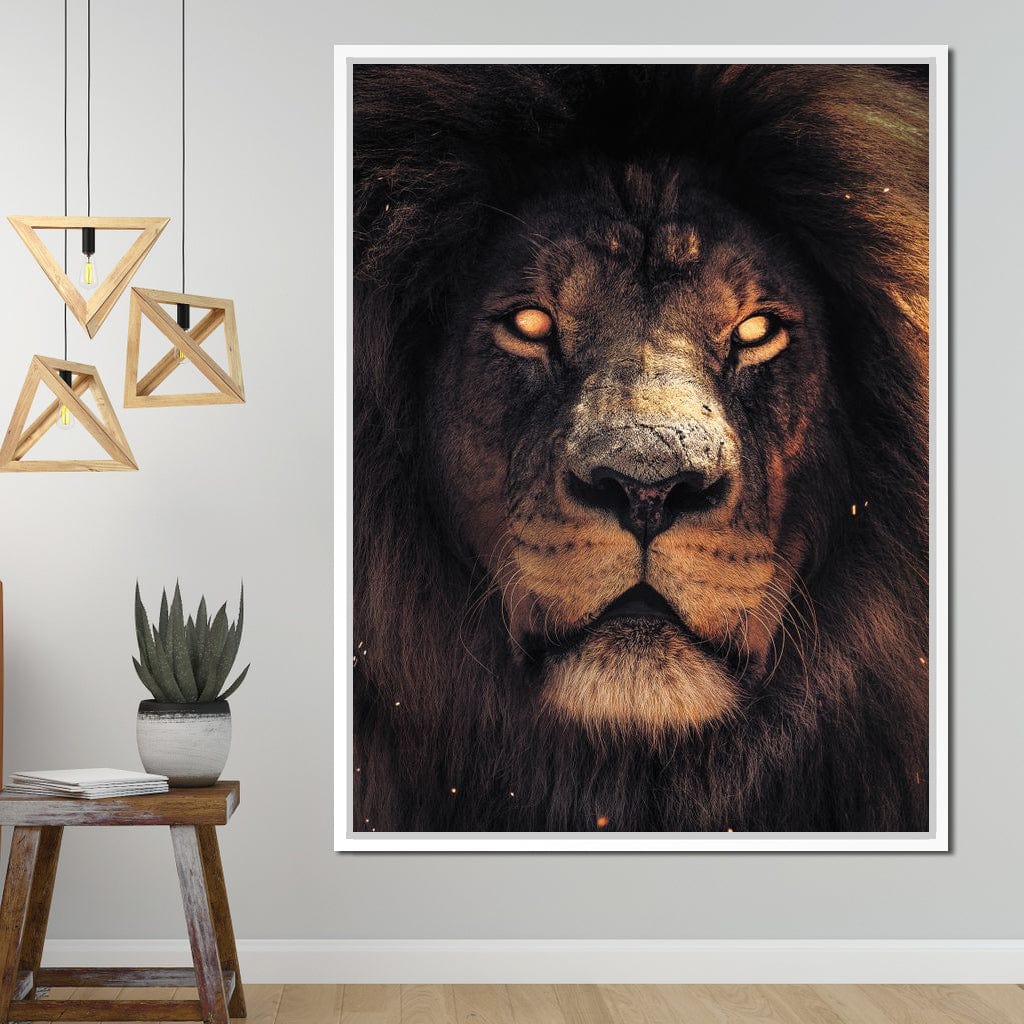 Scary Lion Canvas Wall Art