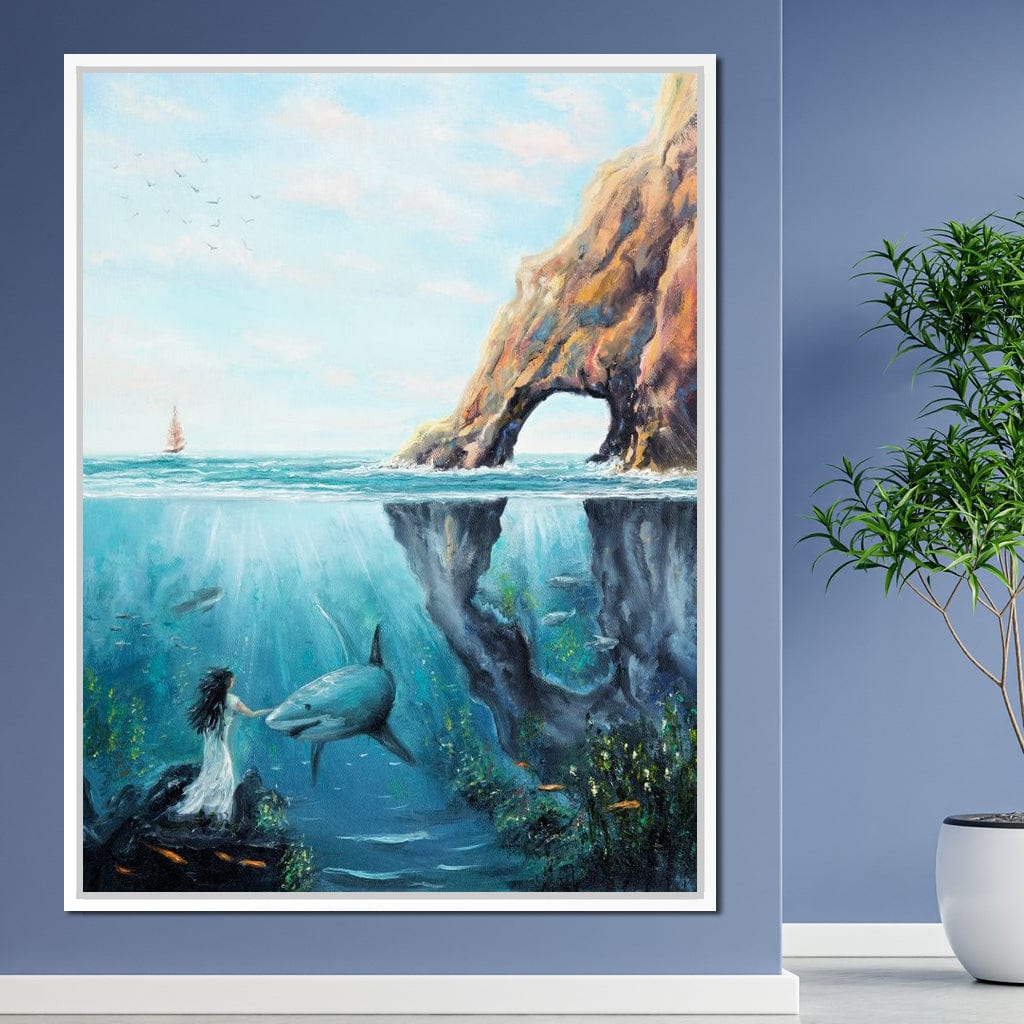 Swimming with the Shark Canvas Wall Art