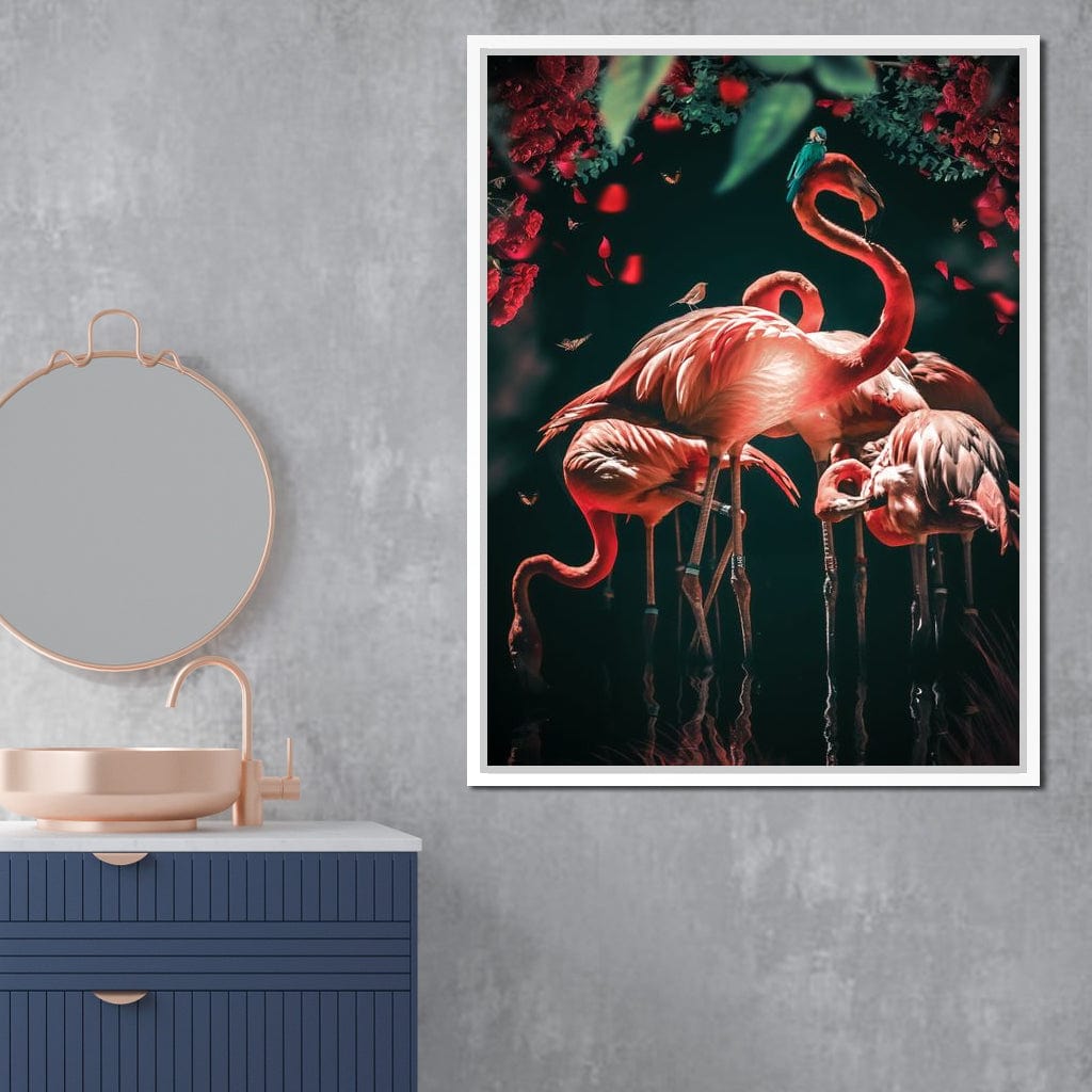 Glowing Flamingo Canvas Wall Art