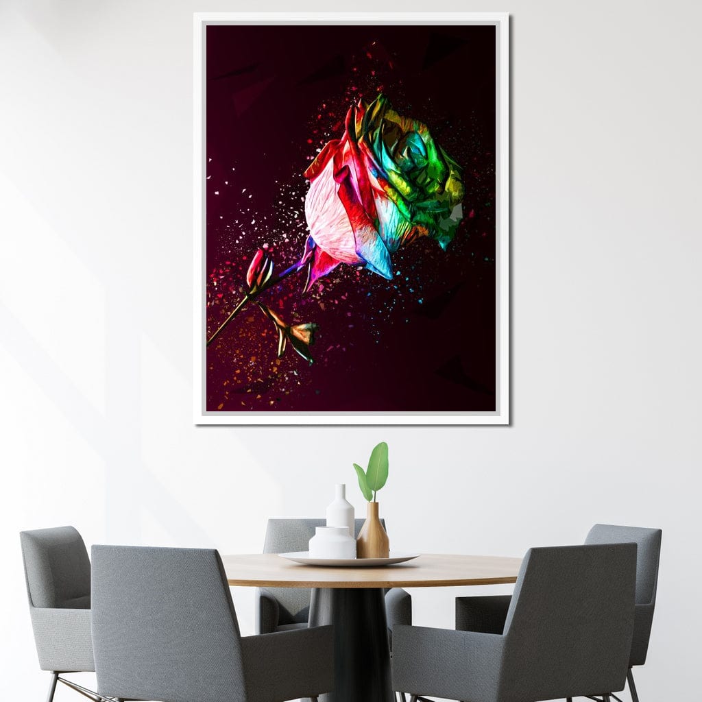 Colored Rose Canvas Wall Art