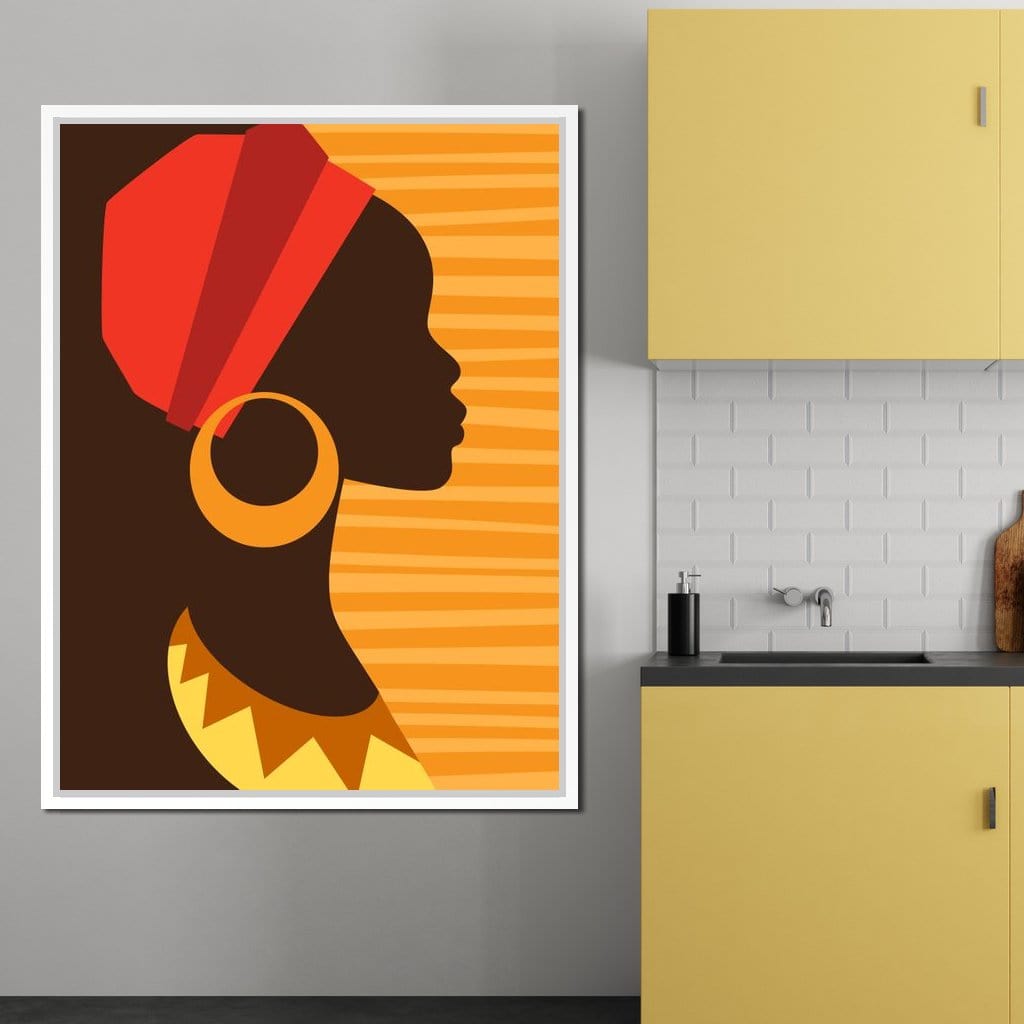 African Woman Profile Canvas Wall Art