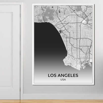 Map of Los Angeles, USA Canvas Wall Art