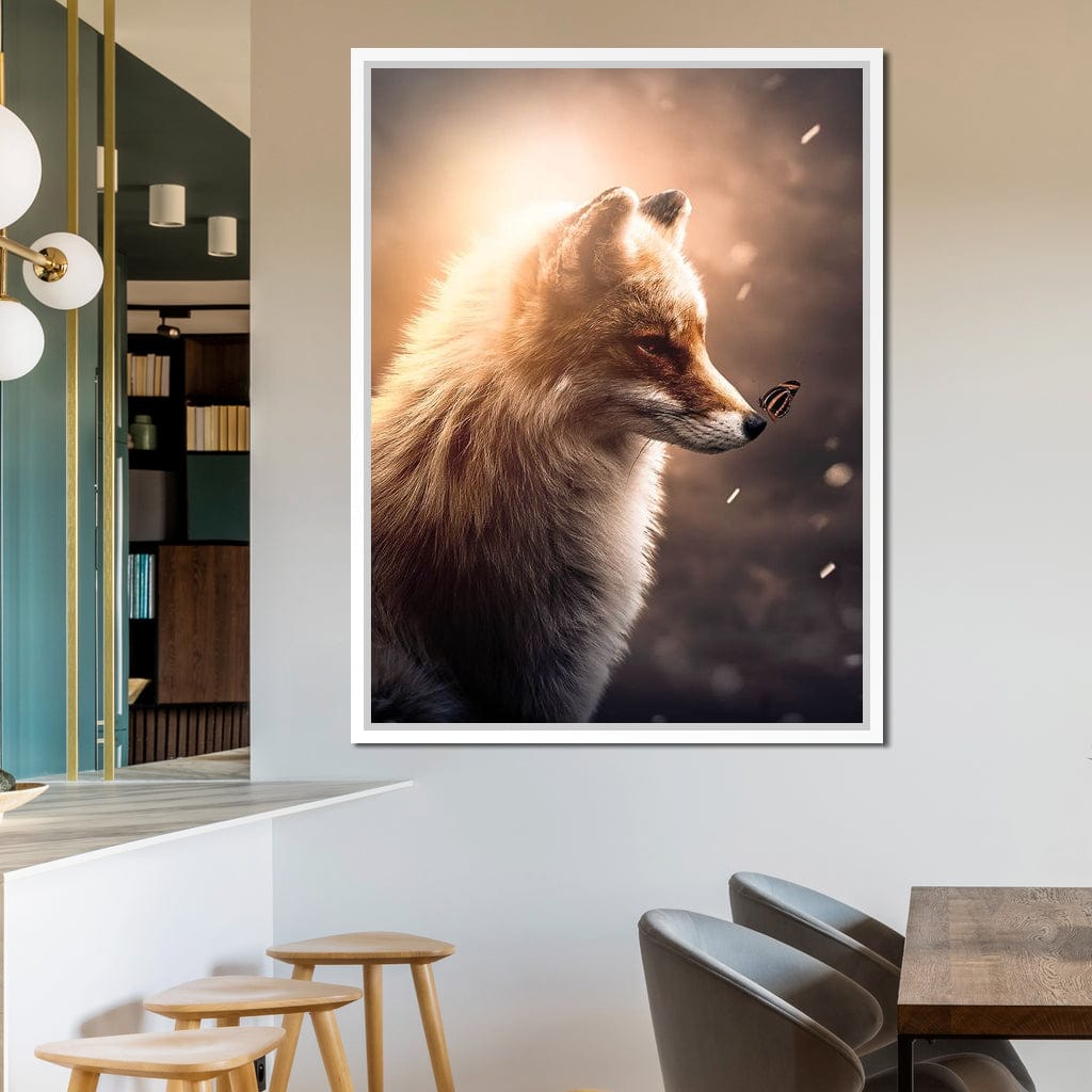 Fox Butterfly Glow Canvas Wall Art
