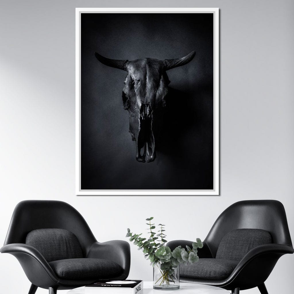 Black Bull Skull Canvas Wall Art