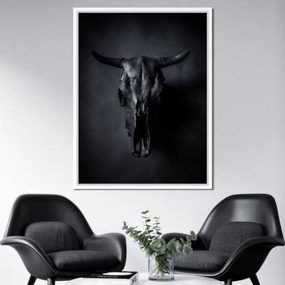 Black Bull Skull Canvas Wall Art
