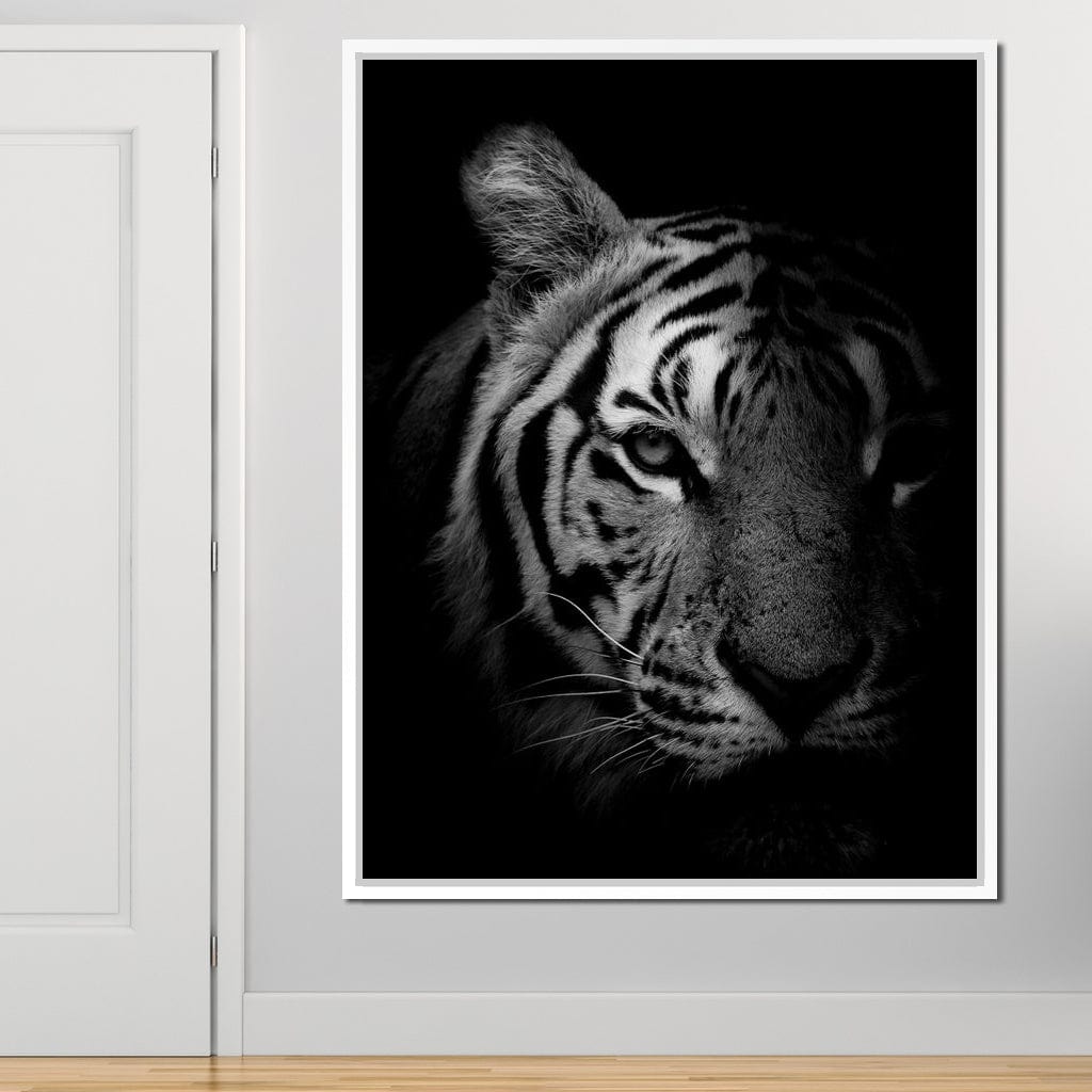Black and White Fading Tiger Canvas Wall Art