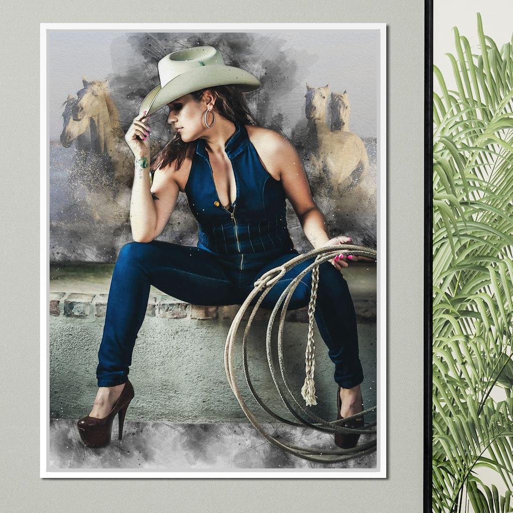 Sexy CowGirl Canvas Wall Art