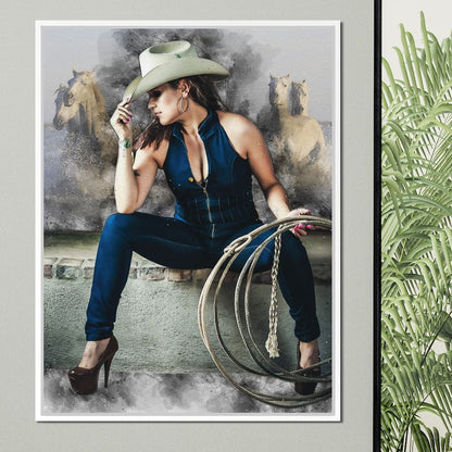 Sexy CowGirl Canvas Wall Art