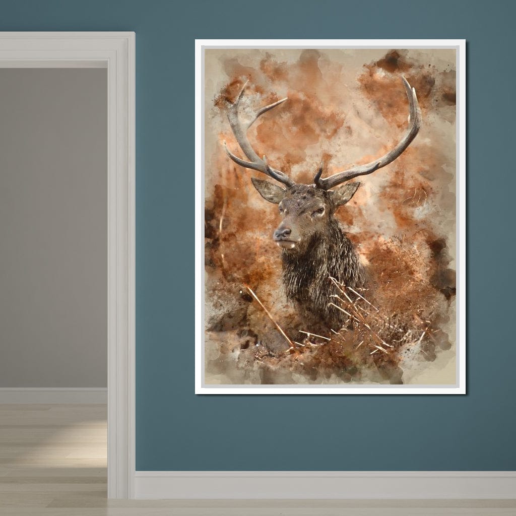 Red Deer Stag on Brown Background Canvas Wall Art
