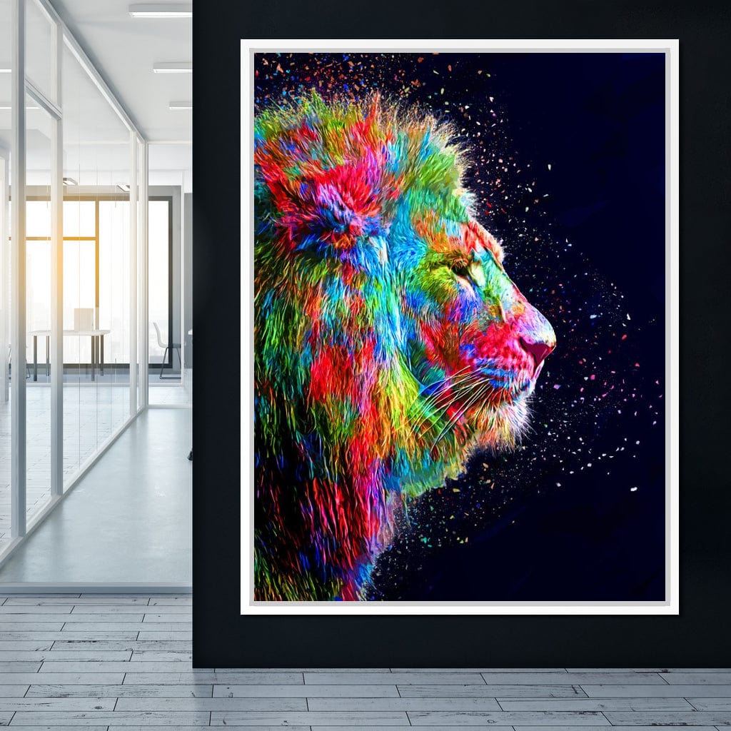Colored Lion Canvas Wall Art