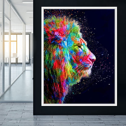 Colored Lion Canvas Wall Art
