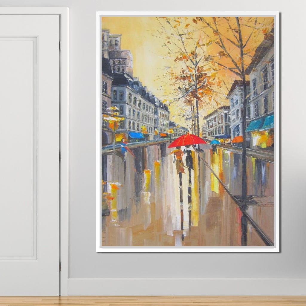 Rain in Boston Canvas Wall Art