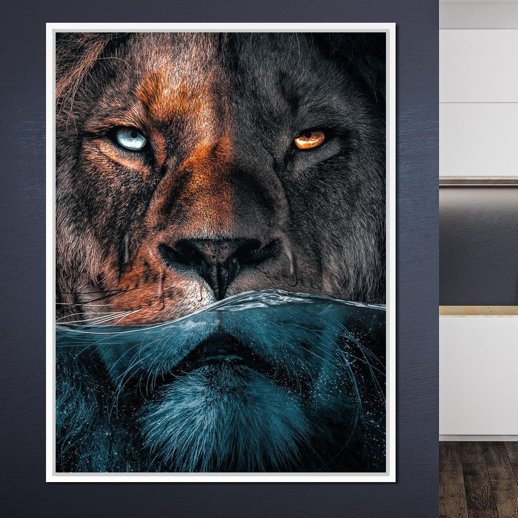 Diving Lion Canvas Wall Art