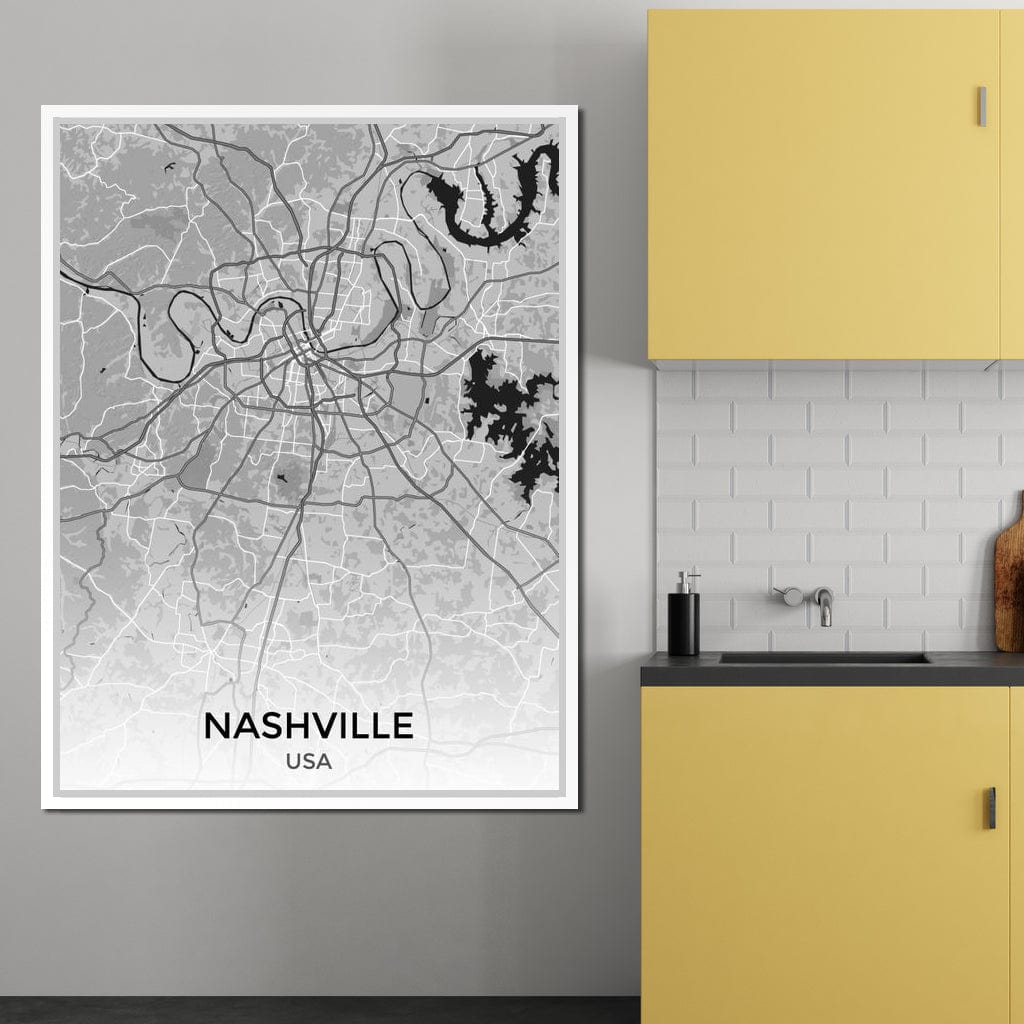 Map of Nashville, USA Canvas Wall Art