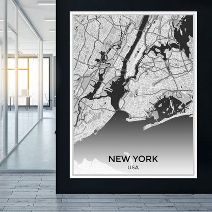 Map of New York City, USA Canvas Wall Art