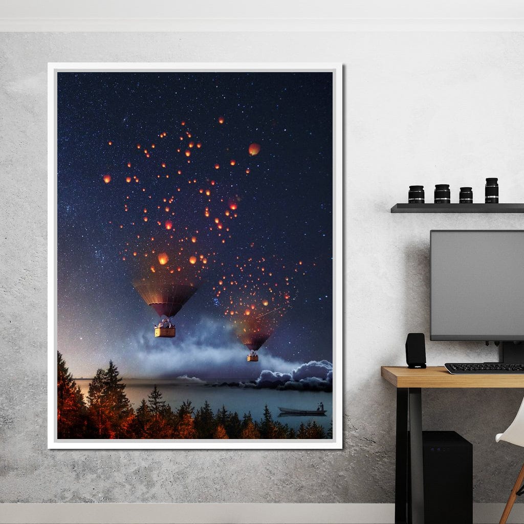 Hot Air Balloon Light Canvas Wall Art