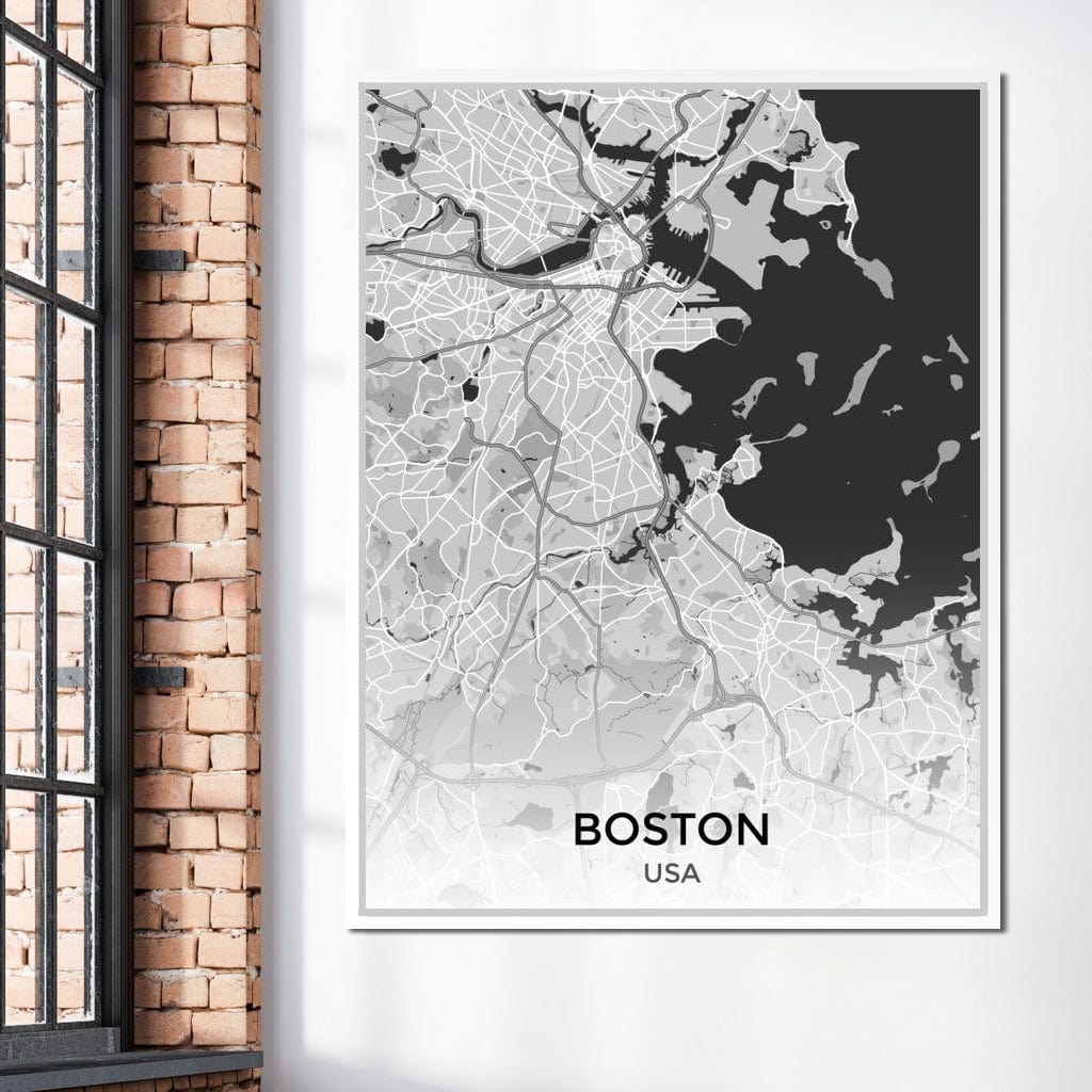 Map of Boston, USA Canvas Wall Art