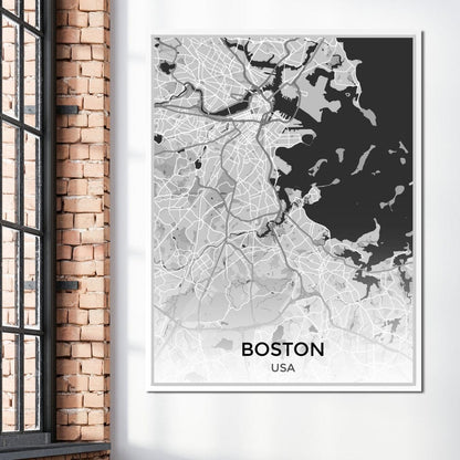 Map of Boston, USA Canvas Wall Art