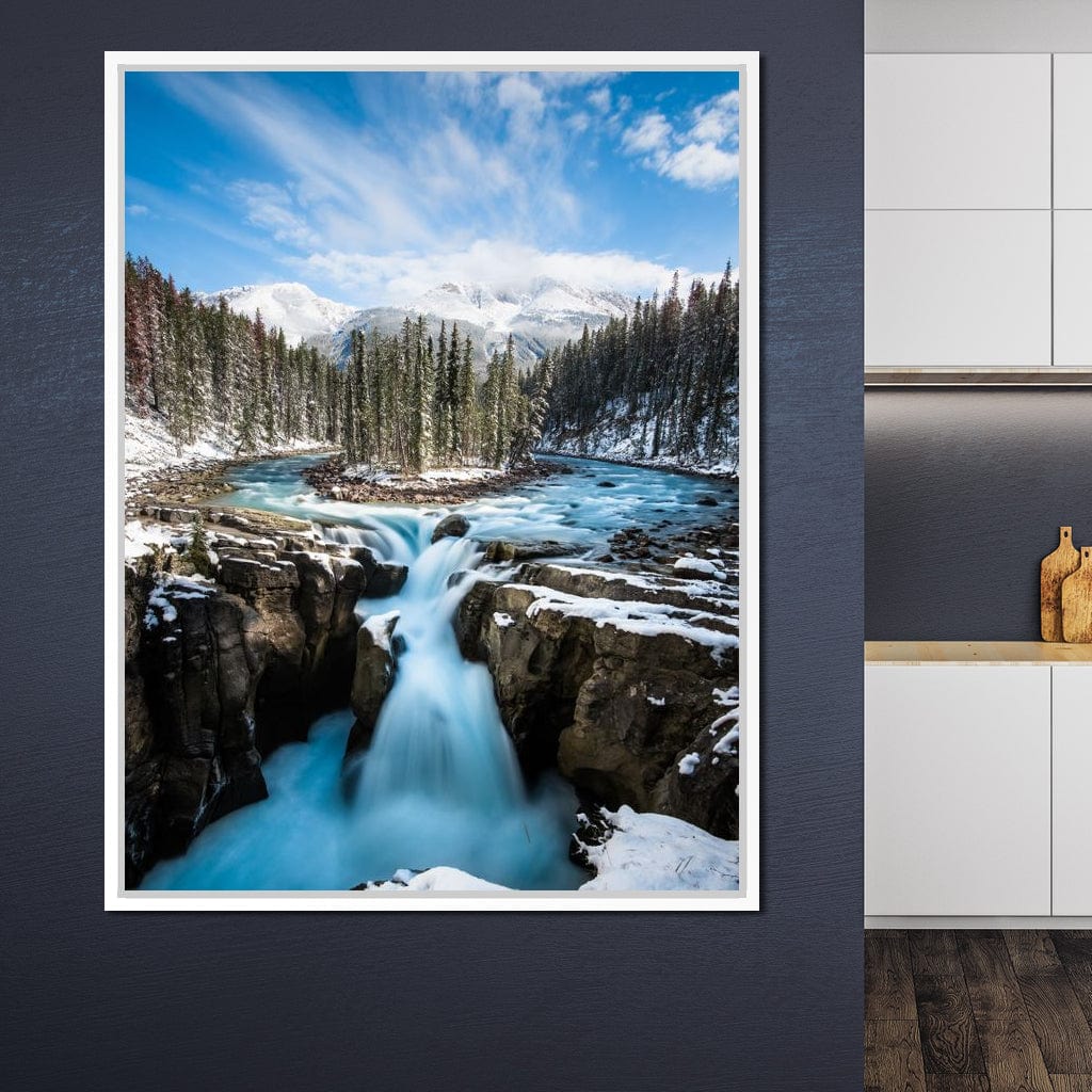 Snowy Sunwapta Falls Canvas Wall Art