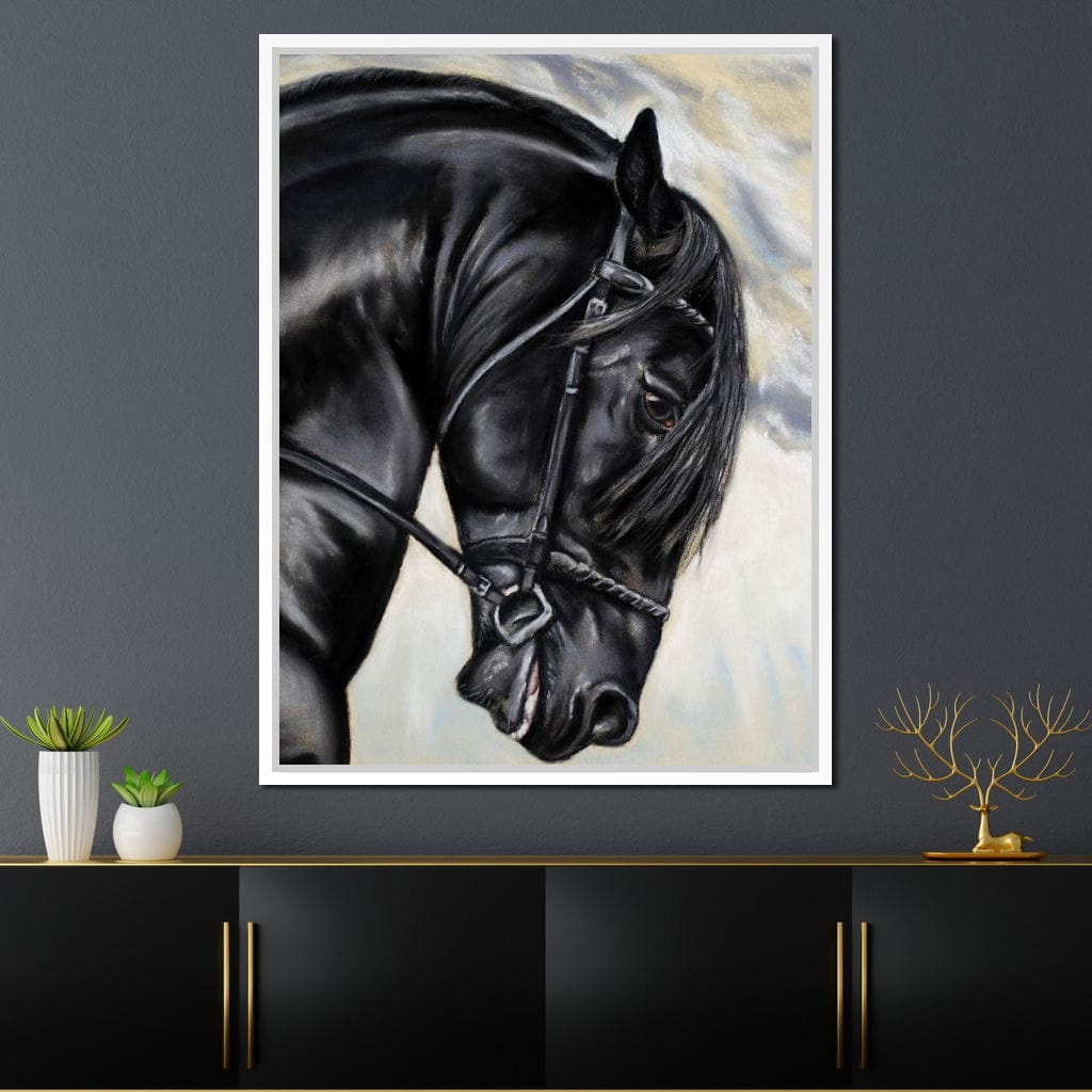 Black Friesian Horse Canvas Wall Art