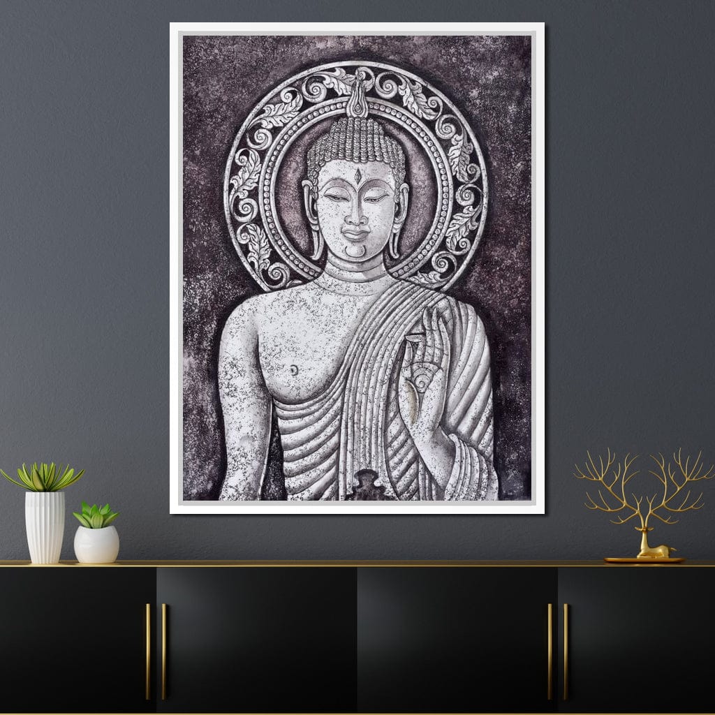 Grey Stone Buddha Canvas Wall Art