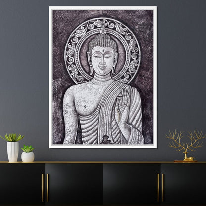 Grey Stone Buddha Canvas Wall Art