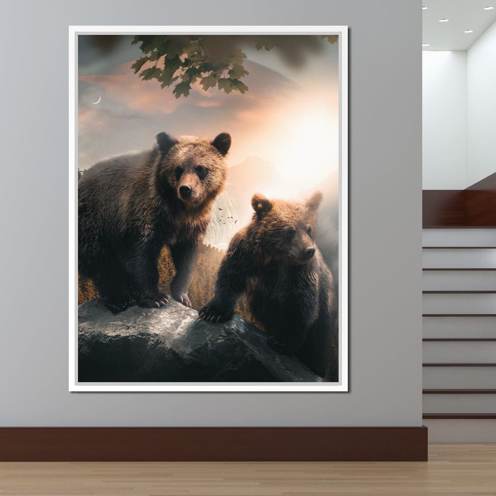 Sunset Bears Canvas Wall Art
