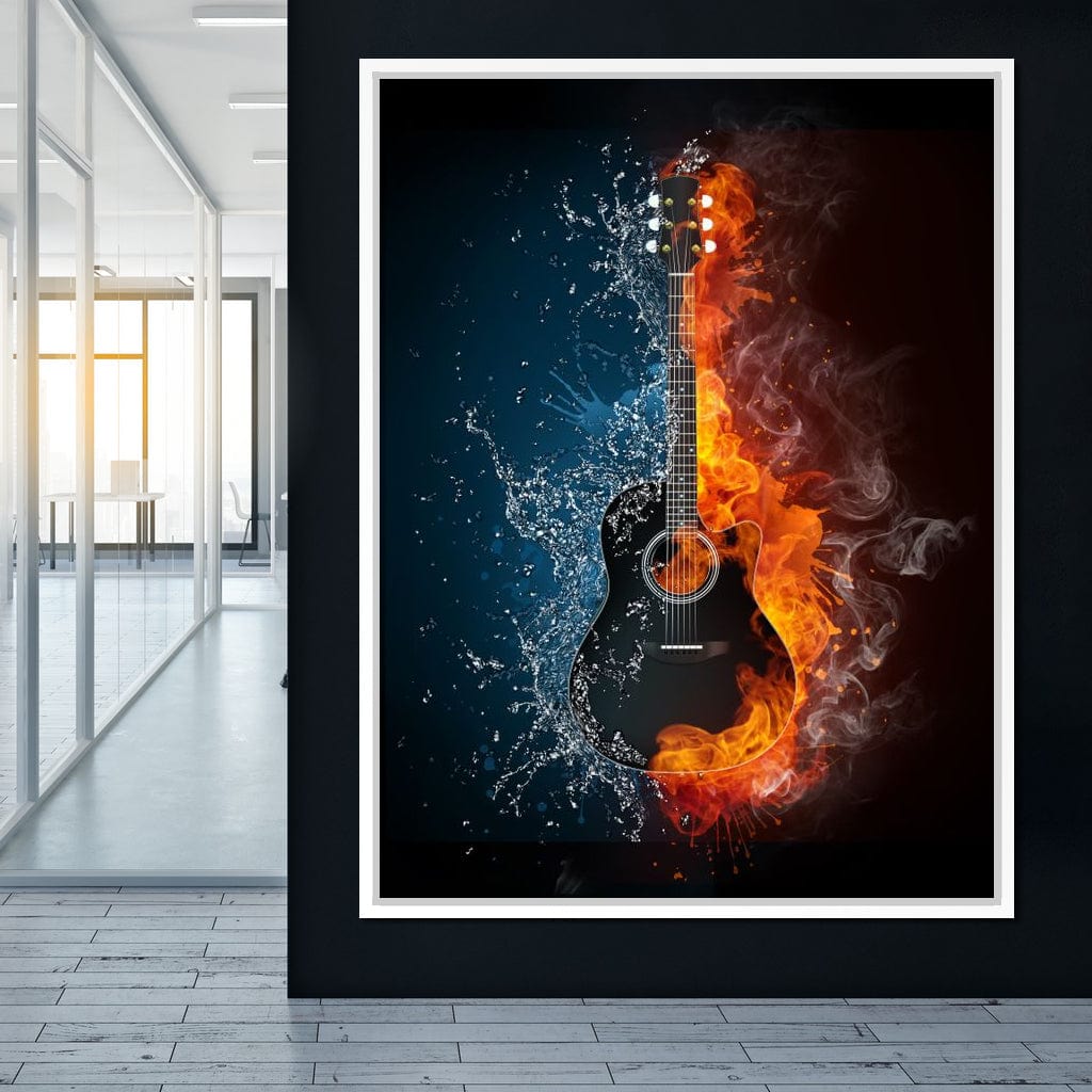 Fire & Water Guitar Canvas Wall Art