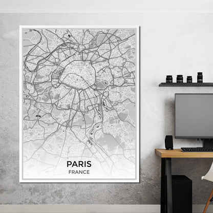 Map of Paris, France Canvas Wall Art