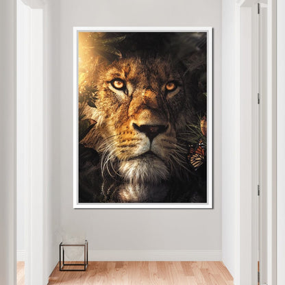 Lion Hiding Canvas Wall Art