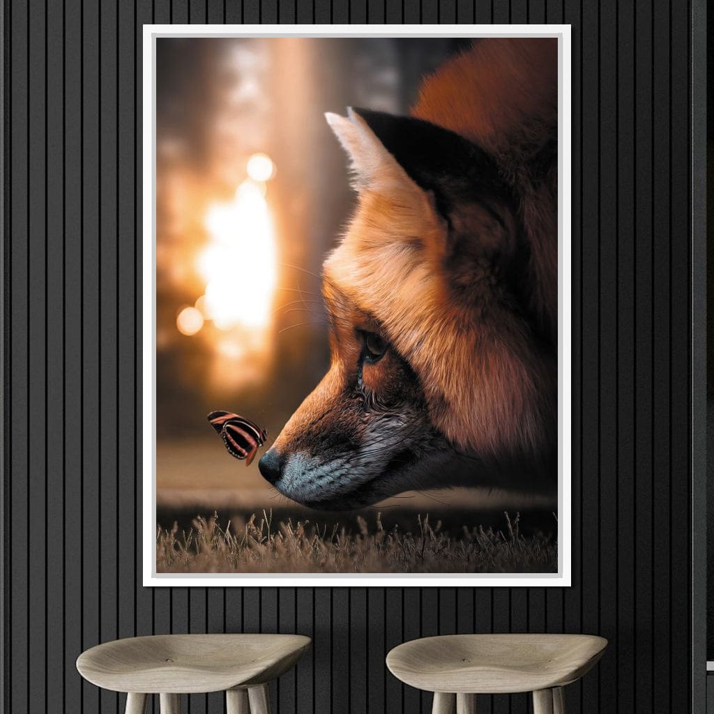 Fox Butterfly Canvas Wall Art