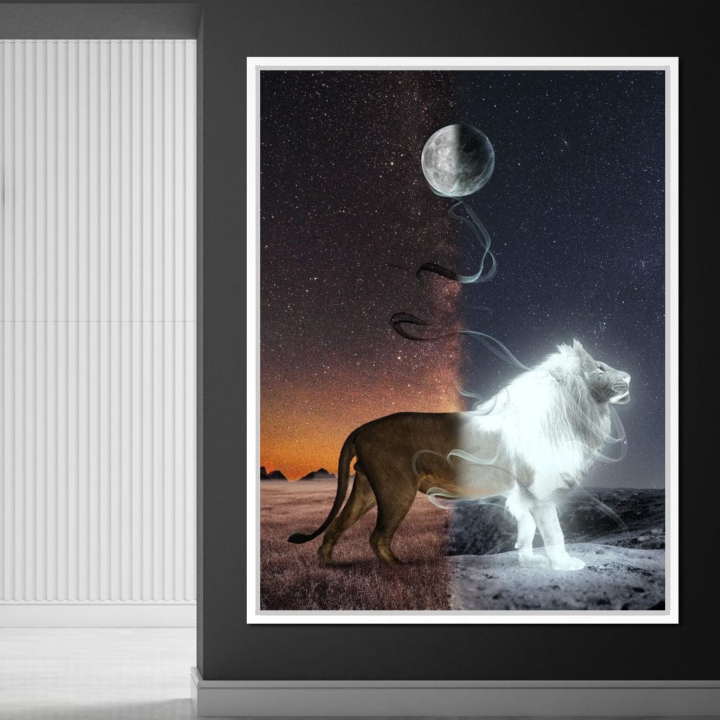 Lion Lune Canvas Wall Art