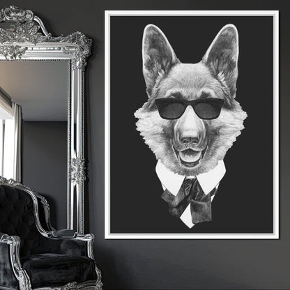Dressed Up German Shepherd Canvas Wall Art