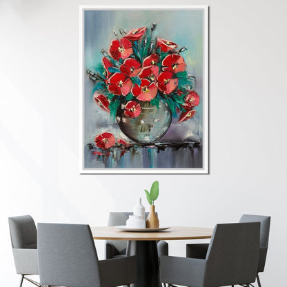 Vase with Poppies Canvas Wall Art