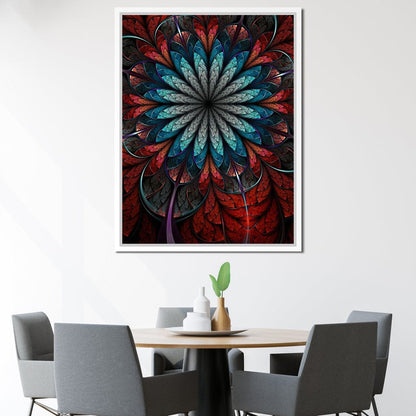 Red Shade Fractal Flower Canvas Wall Art