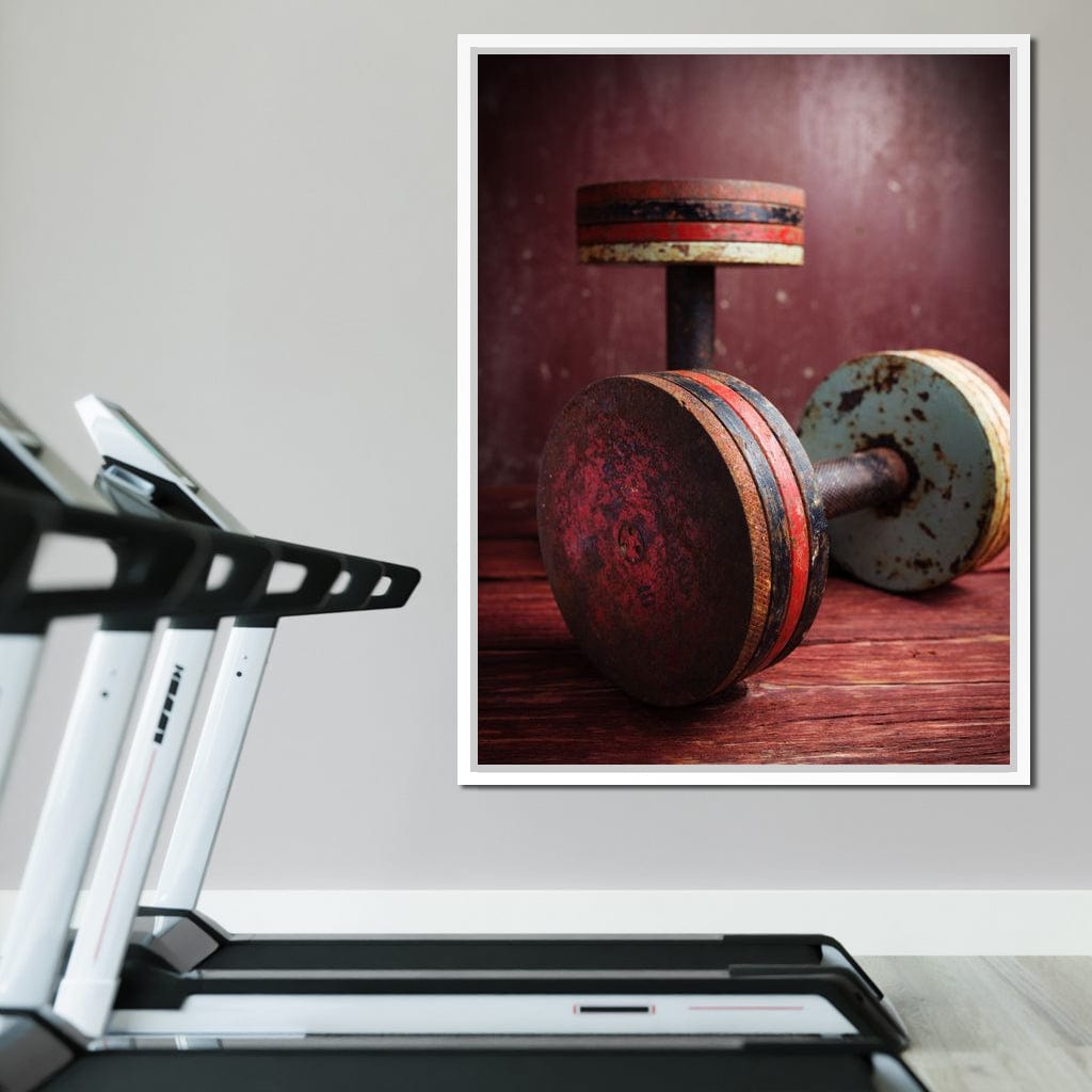 Rusty Dumbbells Canvas Wall Art