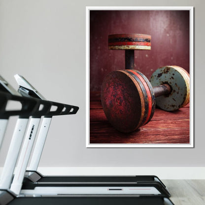 Rusty Dumbbells Canvas Wall Art