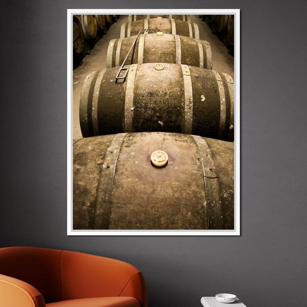 Rusted Wine Barrels Canvas Wall Art