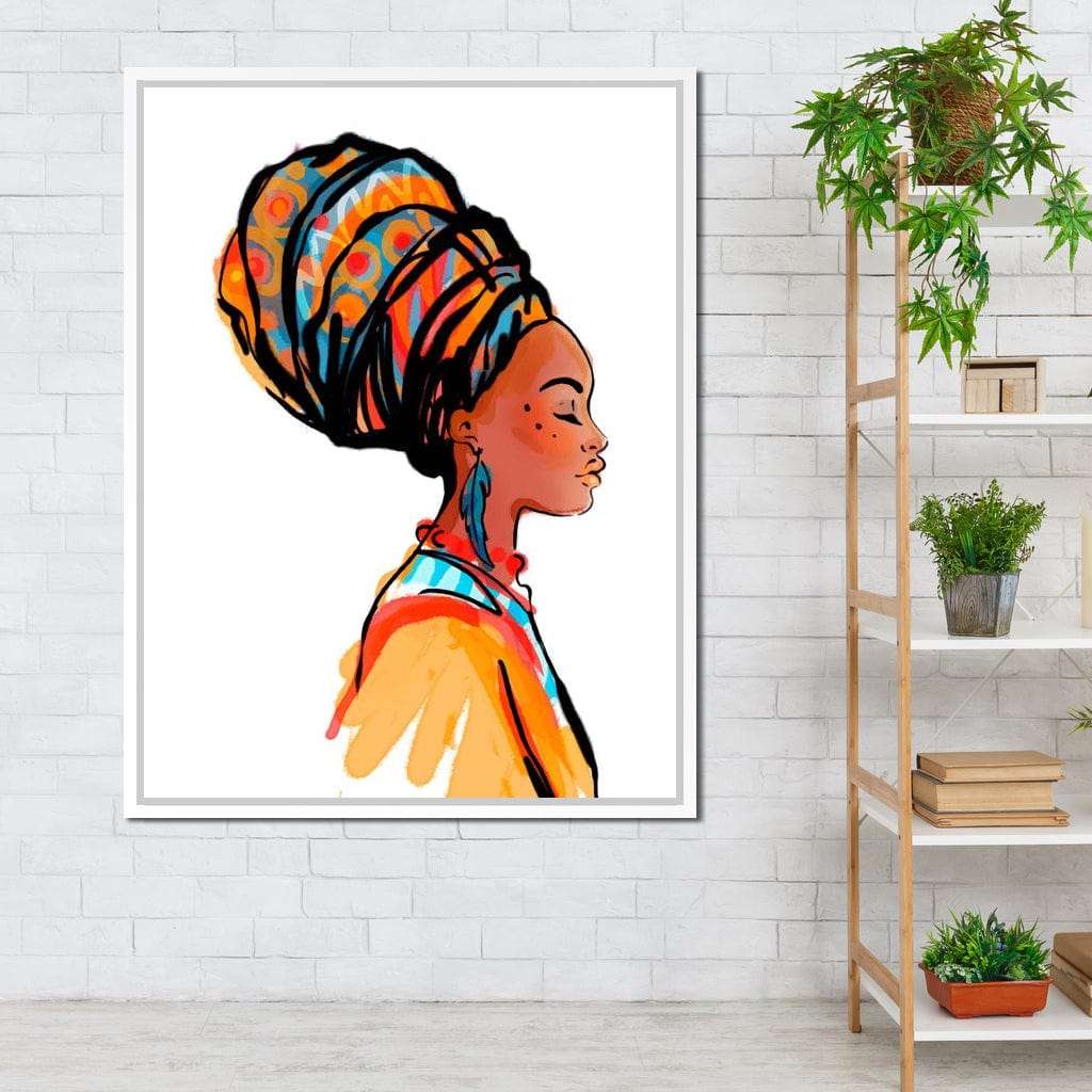 African Woman Turban Canvas Wall Art