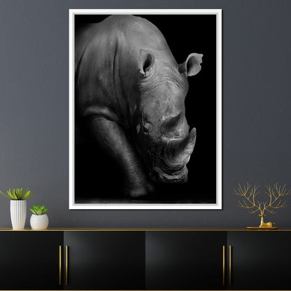 Black and White Rhino Canvas Wall Art