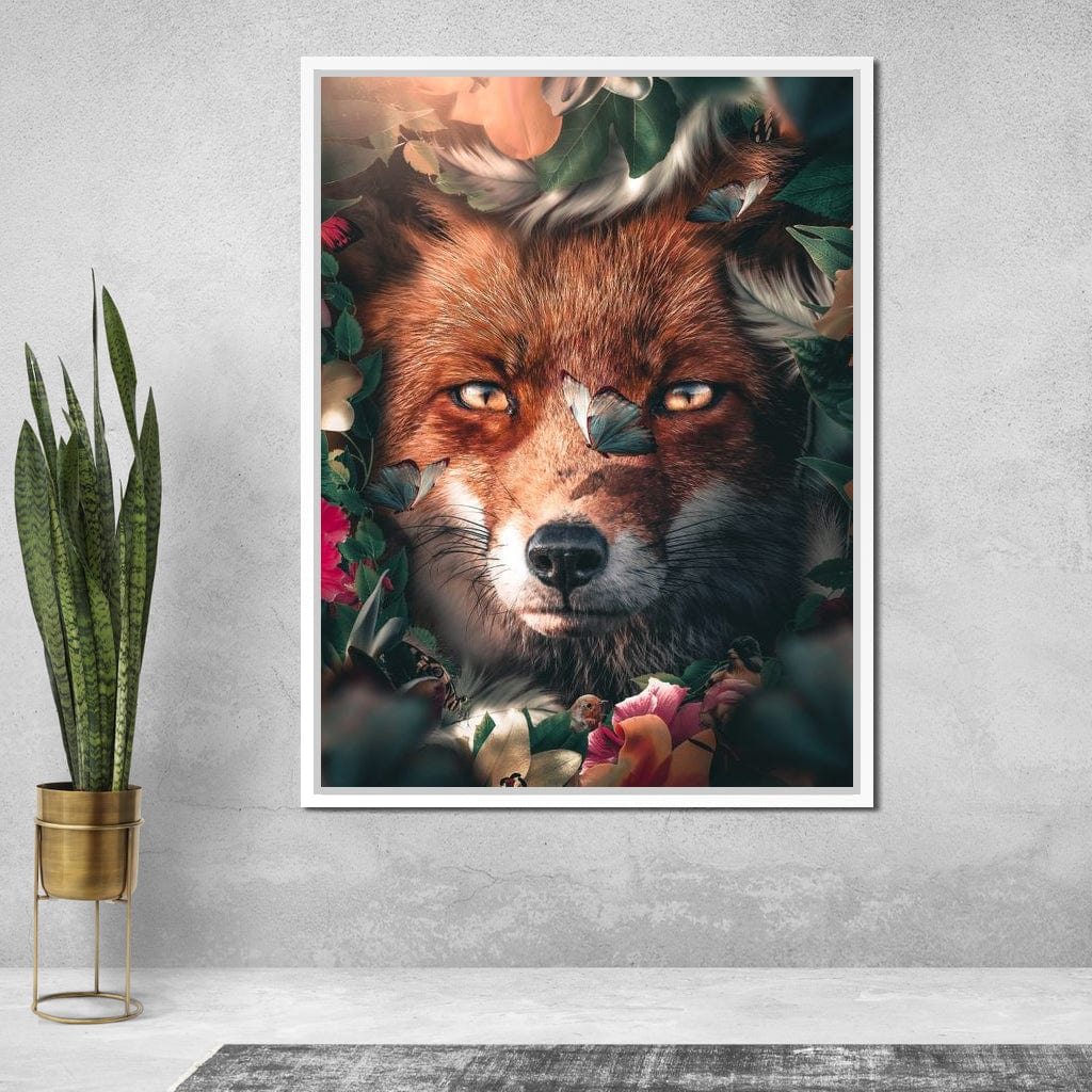 Floral Fox Canvas Wall Art