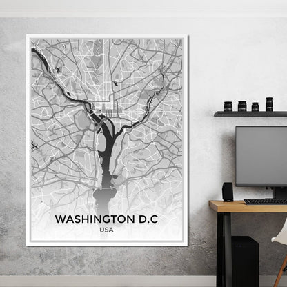 Map of Washington, USA Canvas Wall Art