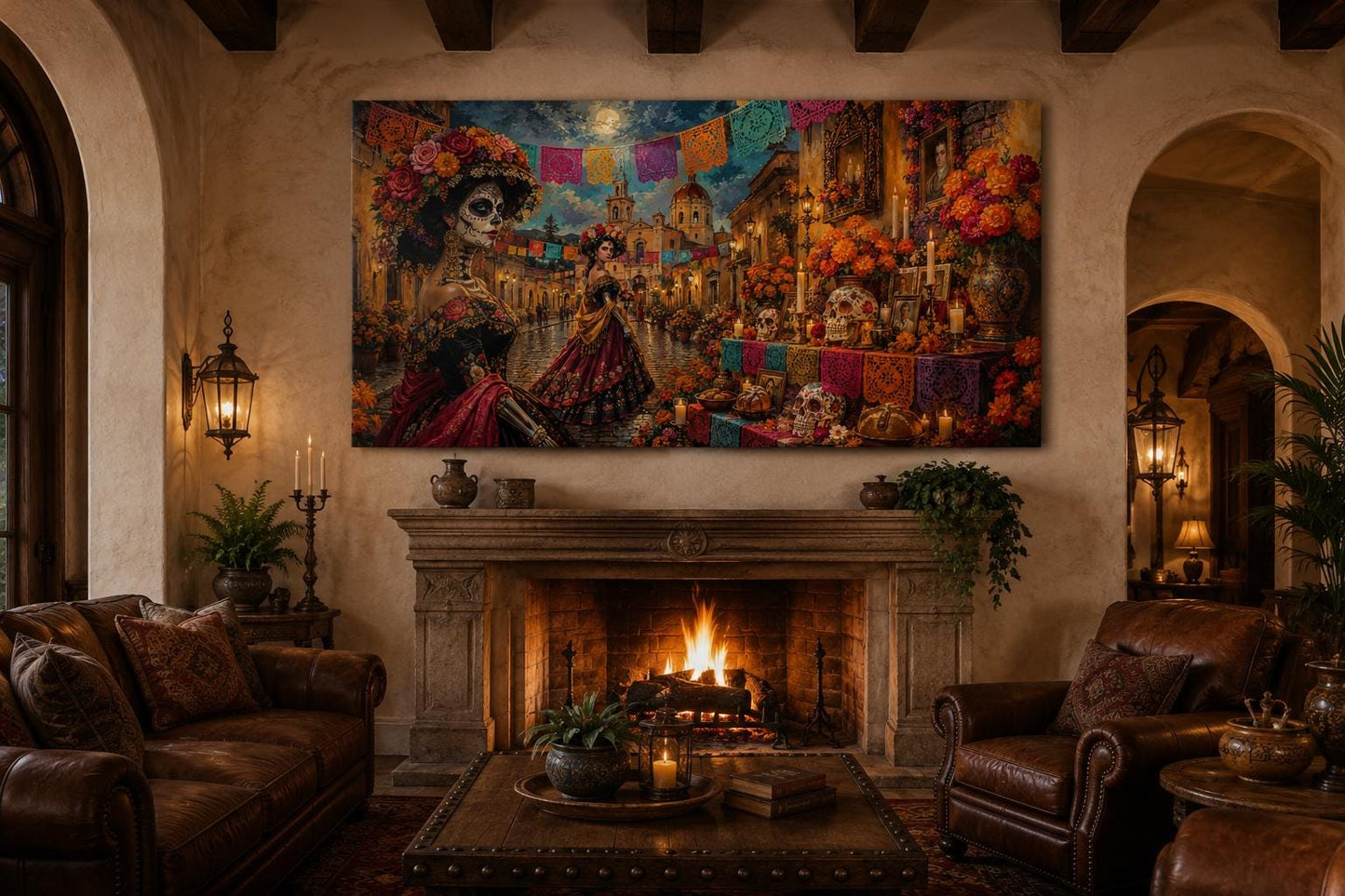Day of the Dead Painting - Catrina Wall Art Canvas Print | Vibrant Mexican Folk Decor