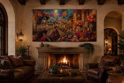 Day of the Dead Painting - Catrina Wall Art Canvas Print | Vibrant Mexican Folk Decor