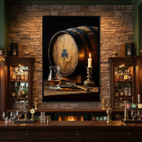 Candlelit Irish Whiskey Barrel Canvas Wall Art