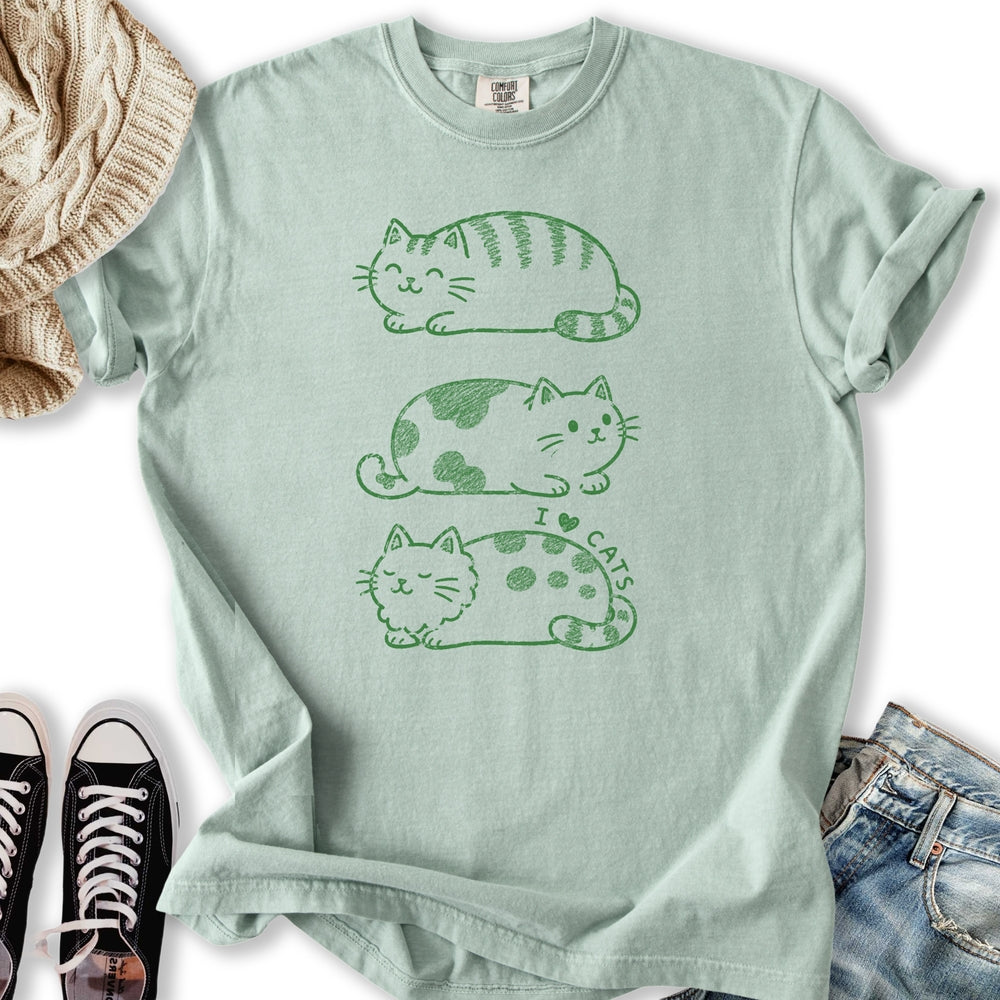 I Love Cats Drawn Relaxed Tee