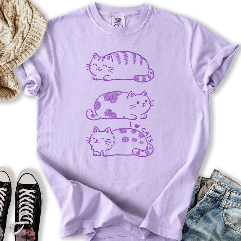 I Love Cats Drawn Relaxed Tee